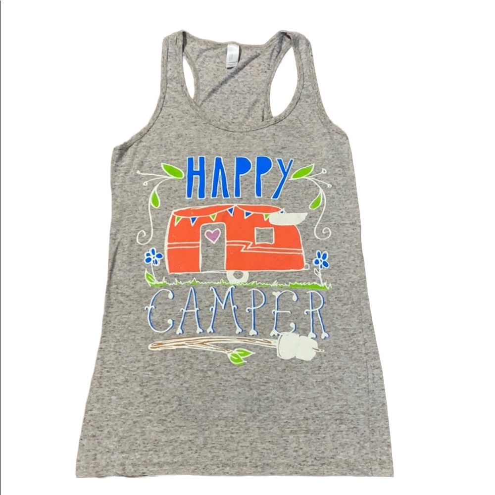 Happy camper graphic tank top